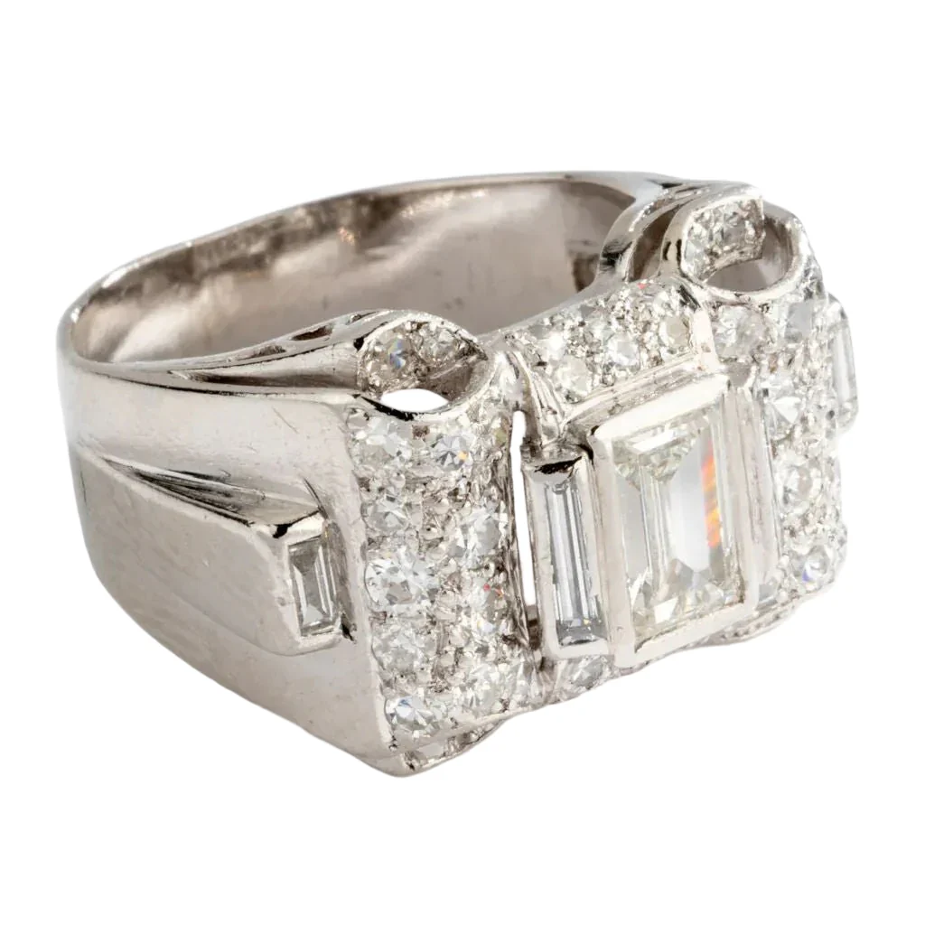 Bague Art Déco en platine et diamants - Image 2