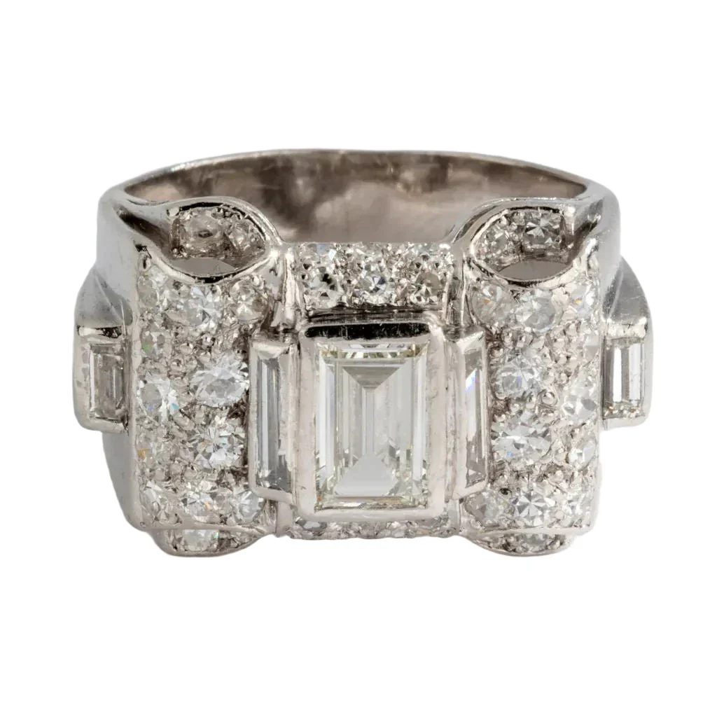 Bague Art Déco en platine et diamants - Image 6