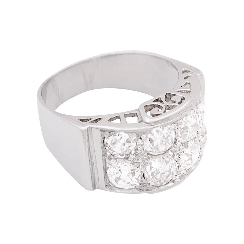 Bague platine, or blanc, diamants. - Image 4