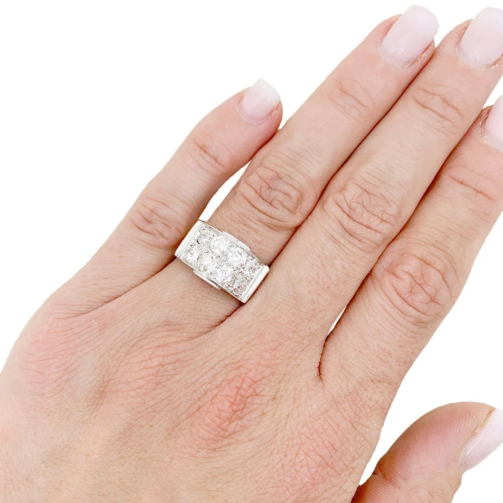 Bague platine, or blanc, diamants. - Image 5