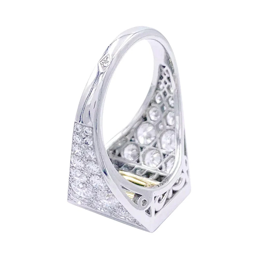 Bague, platine, or jaune, émeraude et diamant - Image 5