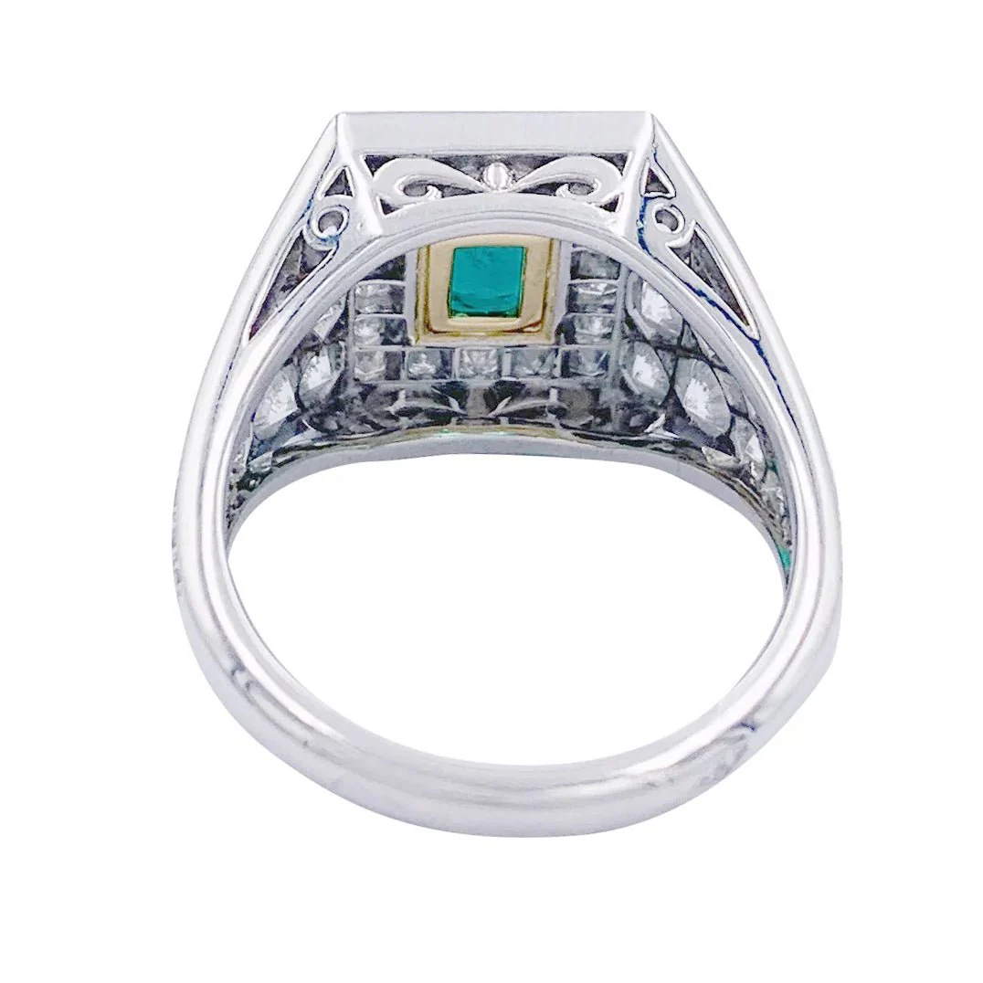 Bague, platine, or jaune, émeraude et diamant - Image 7