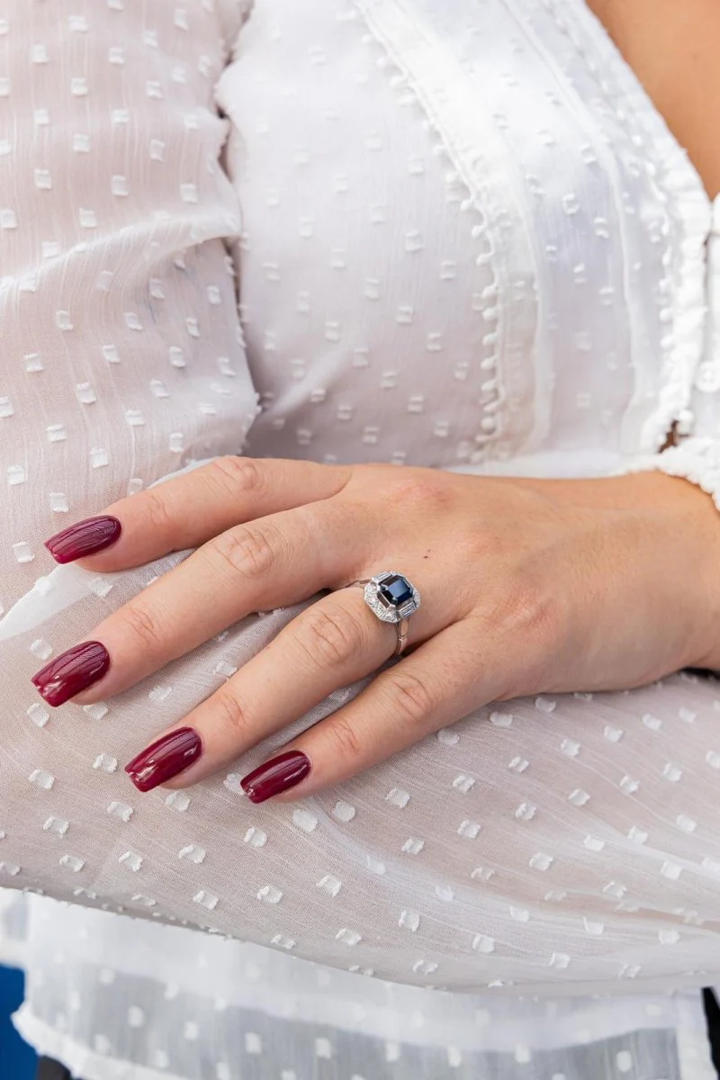 Bague Platine Saphir - Image 2