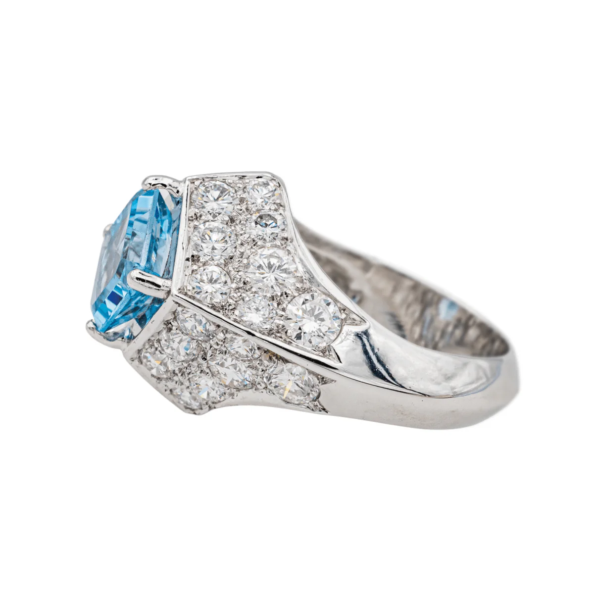Bague en platine, topaze et diamants - Image 4