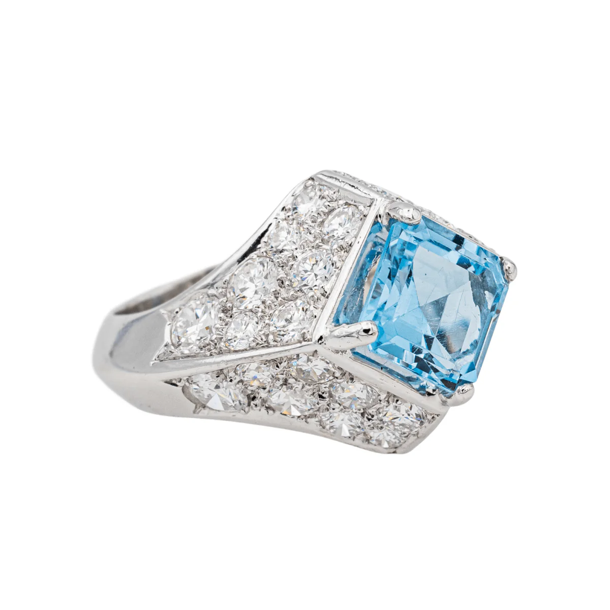 Bague en platine, topaze et diamants - Image 6