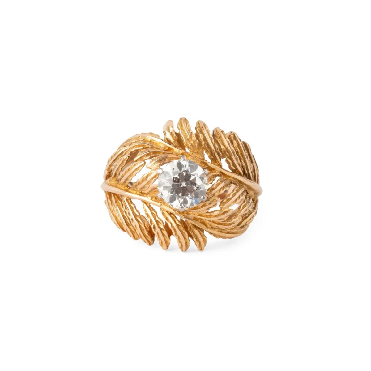 Bague Plume en or jaune et diamant