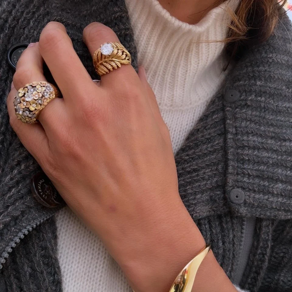 Bague Plume en or jaune et diamant - Image 2