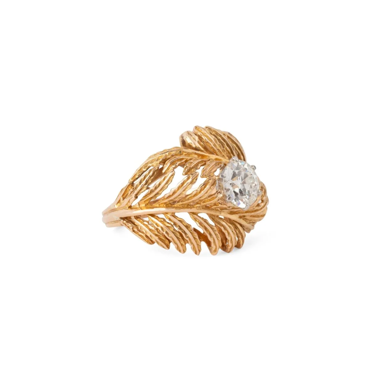 Bague Plume en or jaune et diamant - Image 3