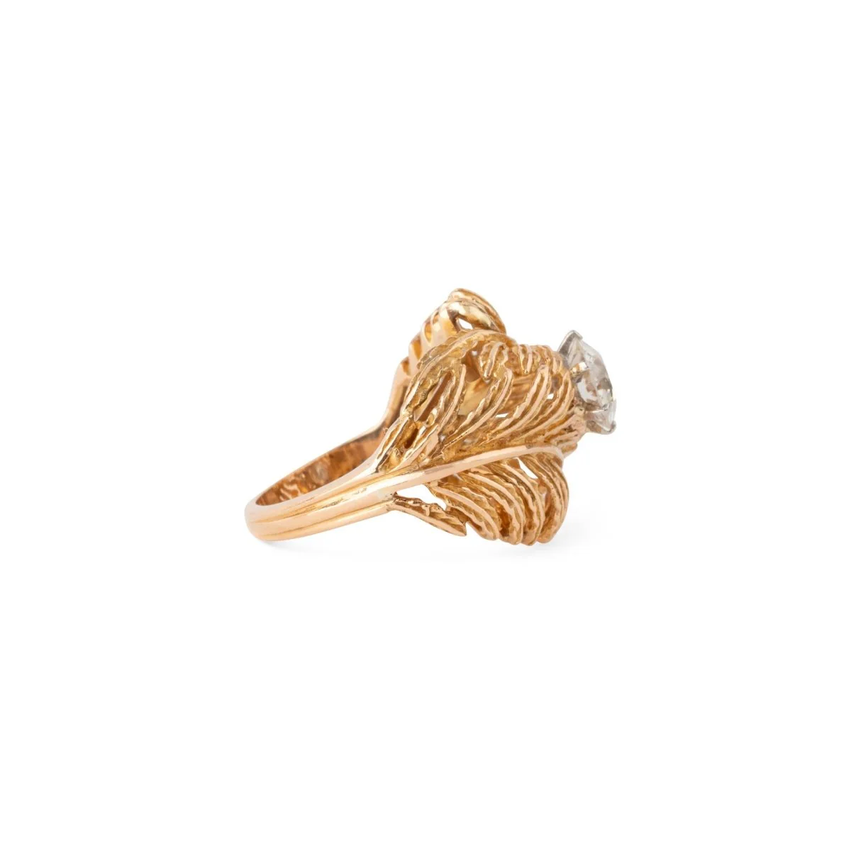 Bague Plume en or jaune et diamant - Image 4