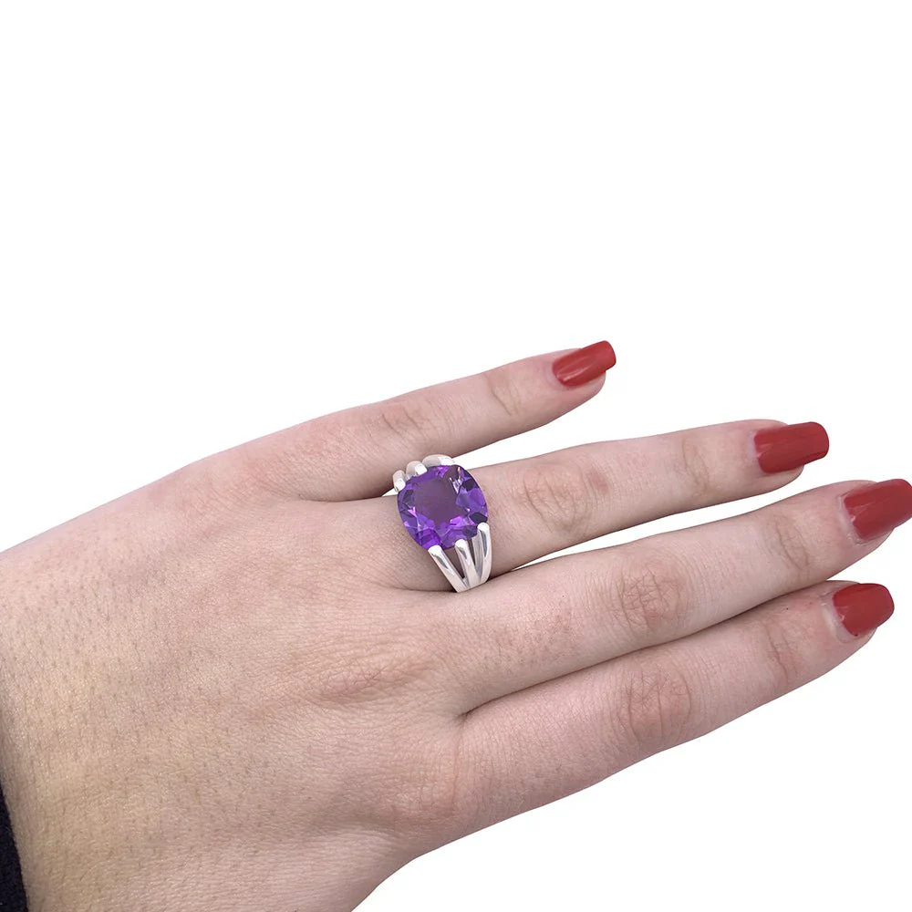Bague Poiray "Fil" or blanc, améthyste. - Image 5