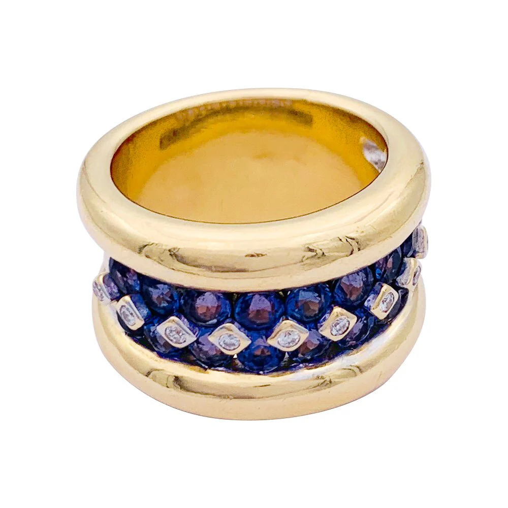 Bague Poiray or jaune, saphirs, diamants - Image 3