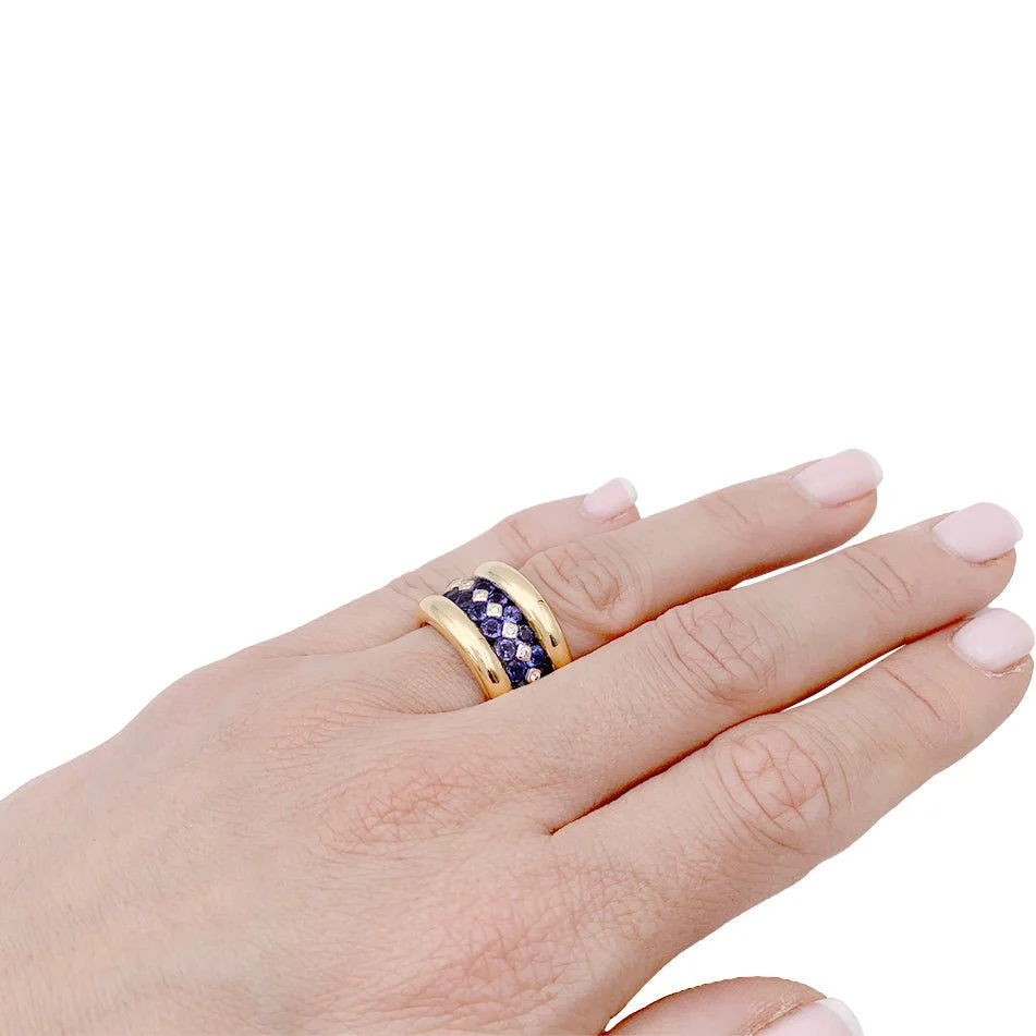 Bague Poiray or jaune, saphirs, diamants - Image 5