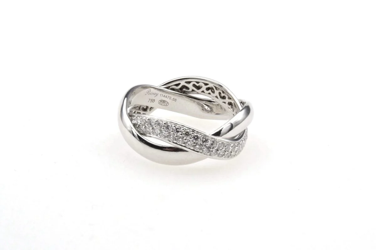 Bague Poiray "Tresse" diamants en or blanc 18k
