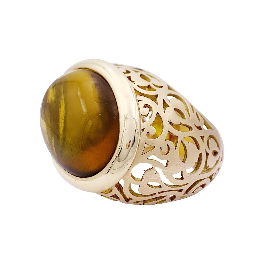 Bague Pomellato, "Arabesque", or rose, ambre.