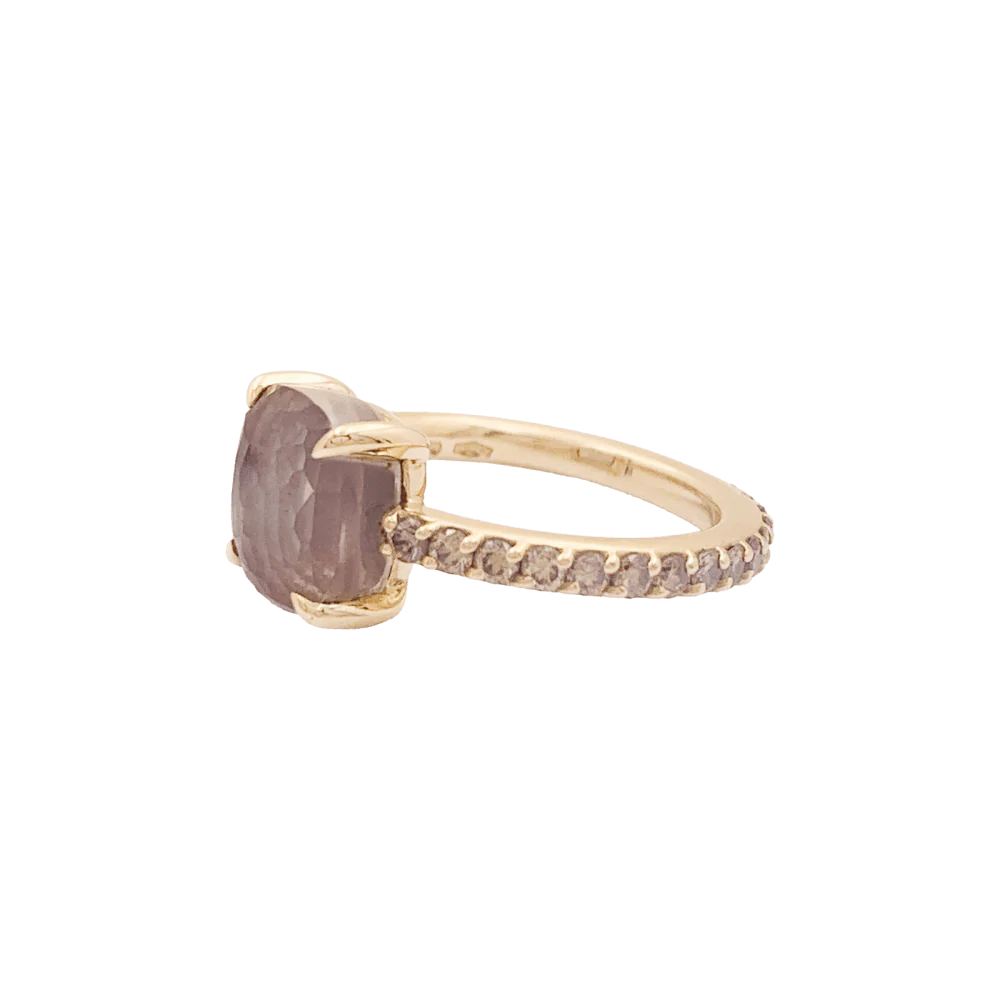 Bague Solitaire POMELLATO "Baby" en or rose, quartz et diamants - Image 3