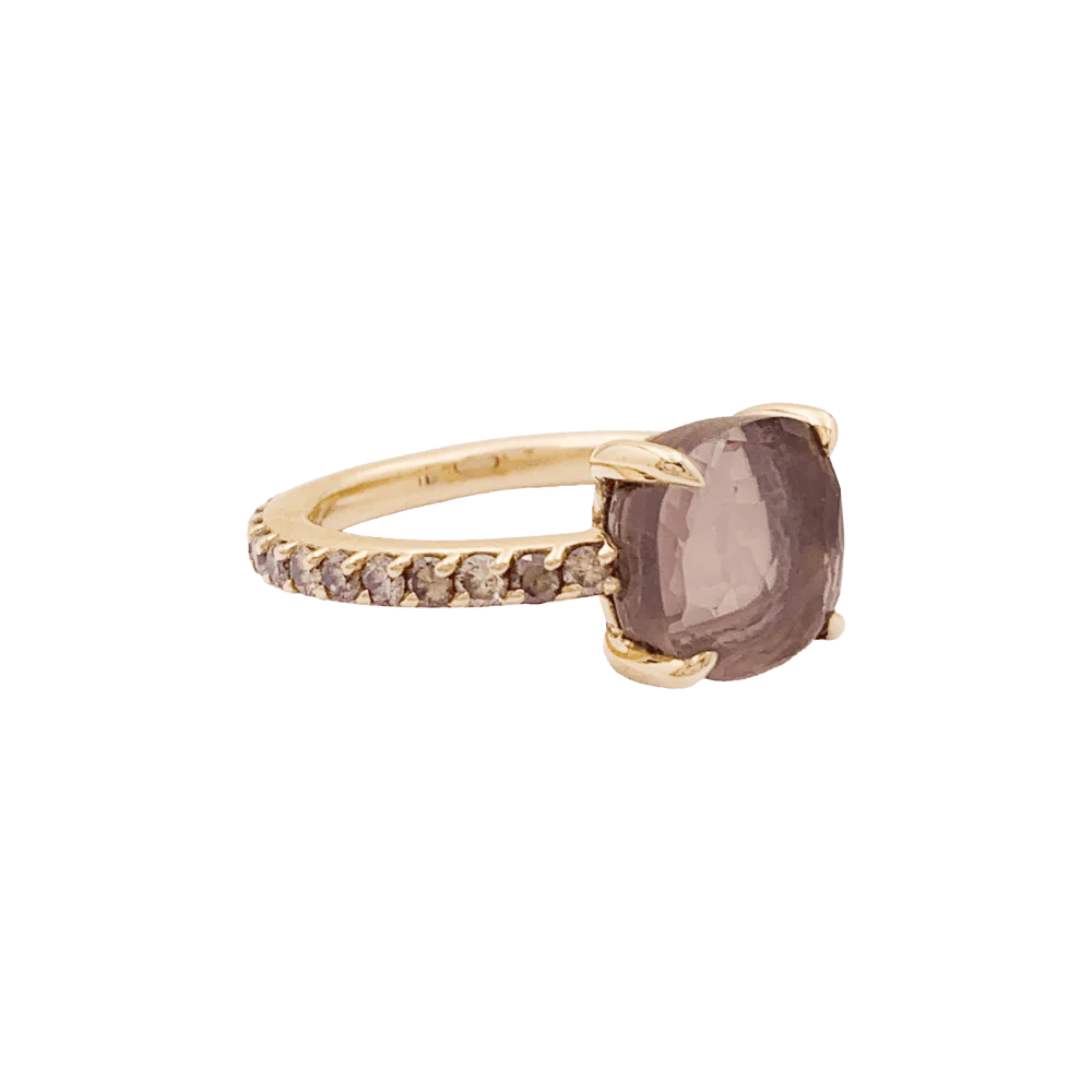 Bague Solitaire POMELLATO "Baby" en or rose, quartz et diamants - Image 5