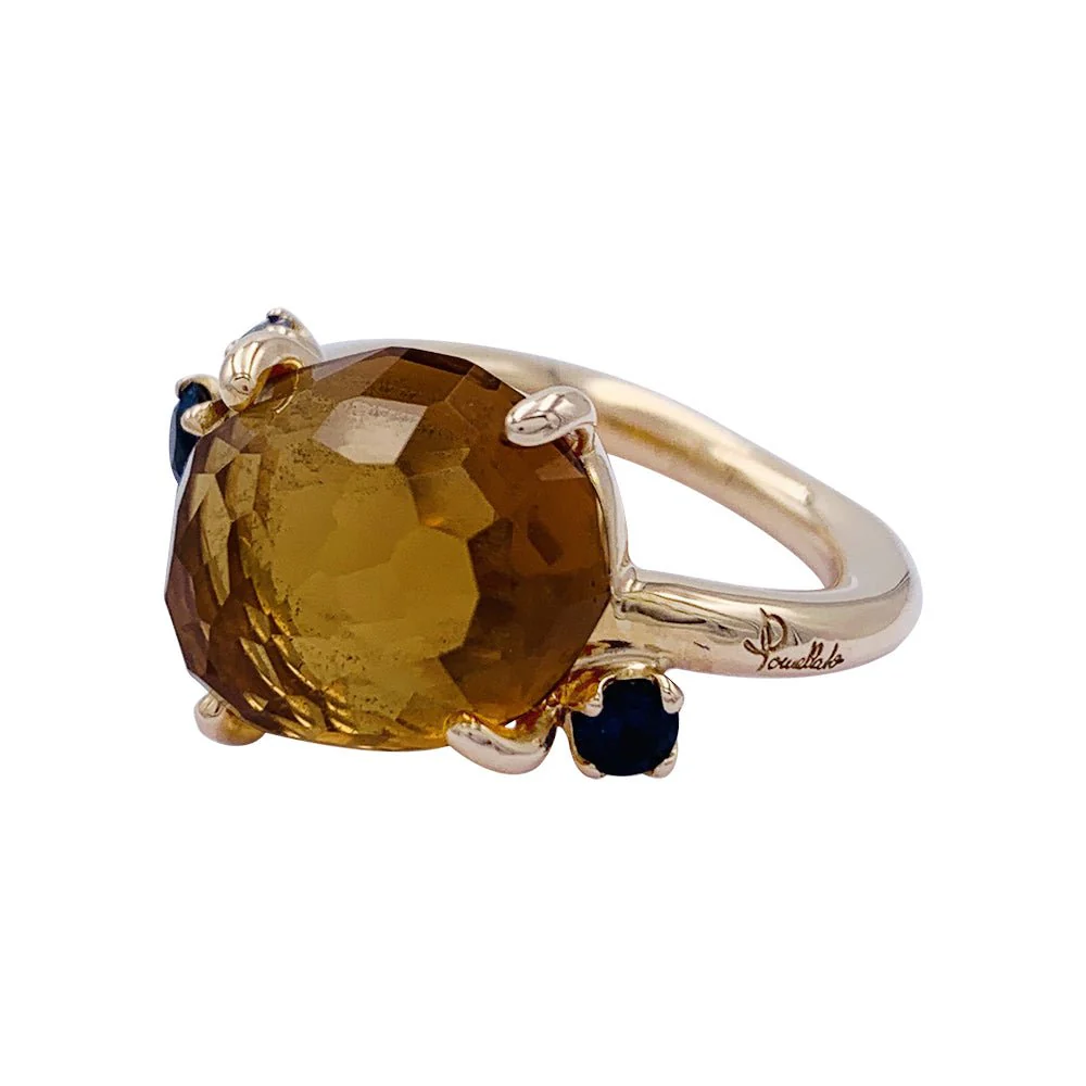 Bague Pomellato, "Bahia", or rose, citrine, saphirs