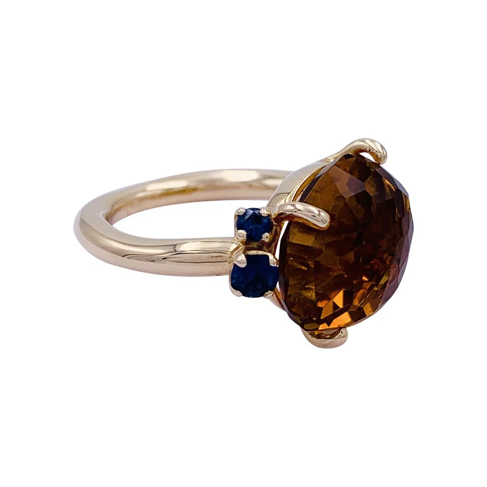 Bague Pomellato, "Bahia", or rose, citrine, saphirs - Image 2