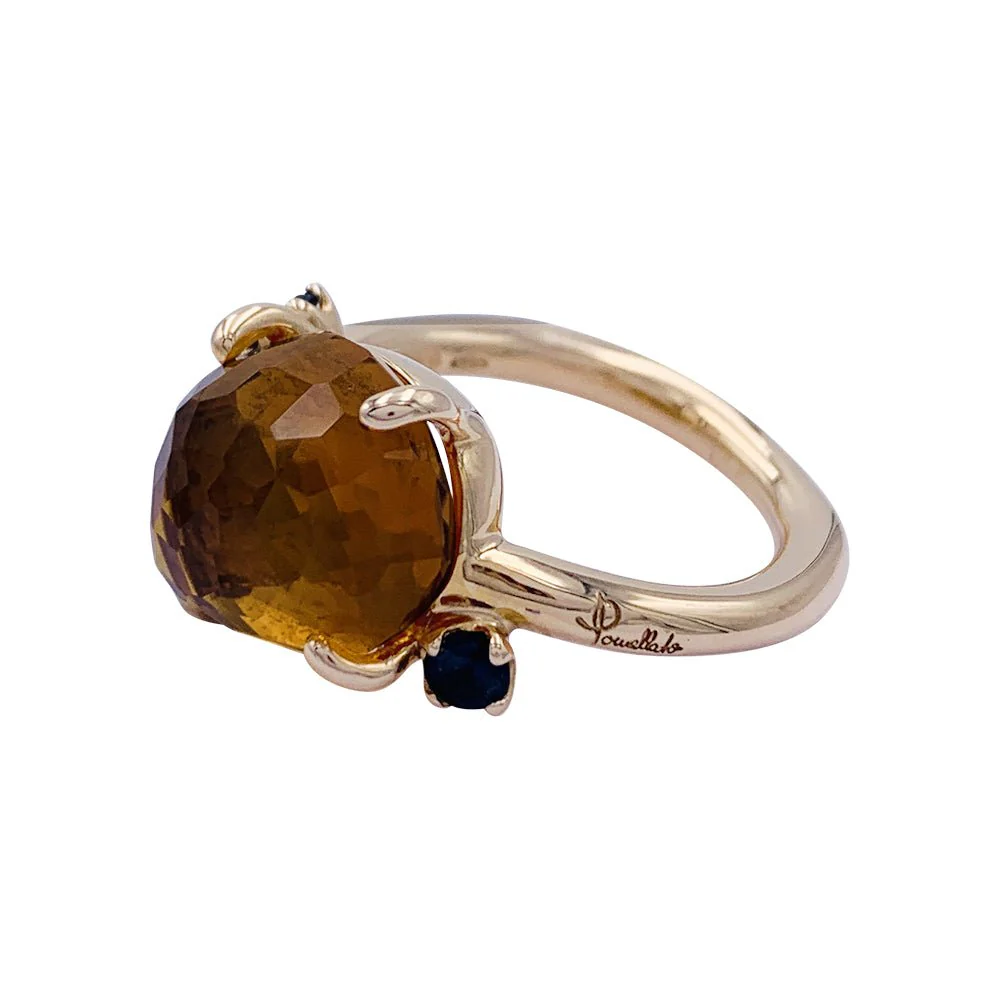 Bague Pomellato, "Bahia", or rose, citrine, saphirs - Image 3