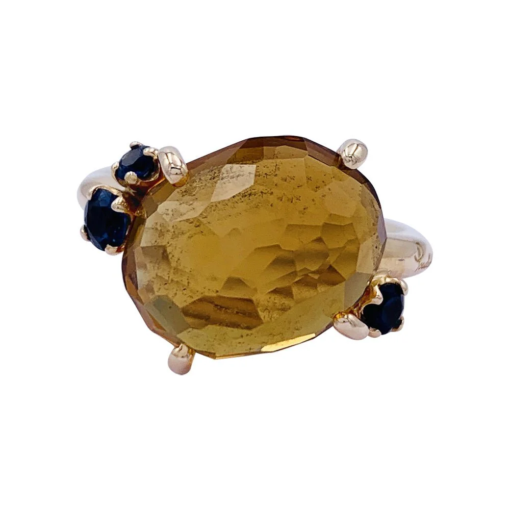 Bague Pomellato, "Bahia", or rose, citrine, saphirs - Image 4