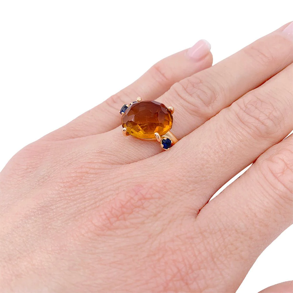 Bague Pomellato, "Bahia", or rose, citrine, saphirs - Image 6