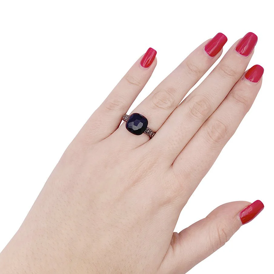 Bague POMELLATO Capri en or rose, diamants noirs et onyx - Image 2