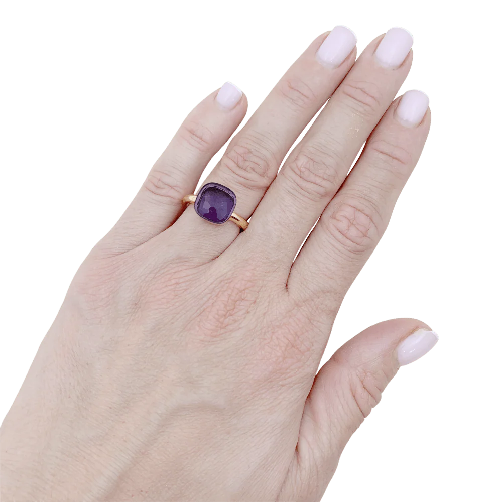 Bague Solitaire POMELLATO "Nudo Classic" en or rose et améthyste - Image 2