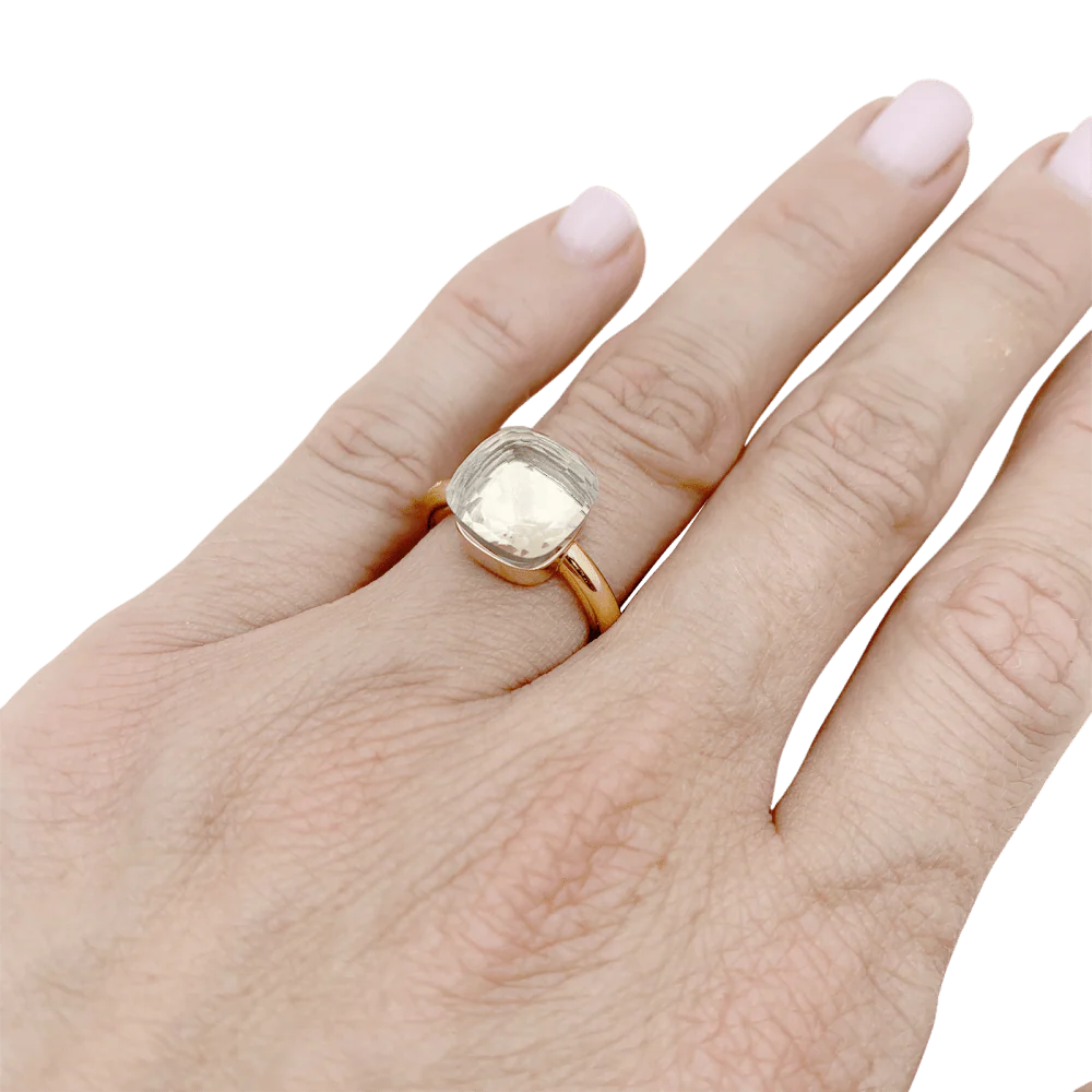 Bague Solitaire POMELLATO "Nudo Classic" en or rose et topaze - Image 2
