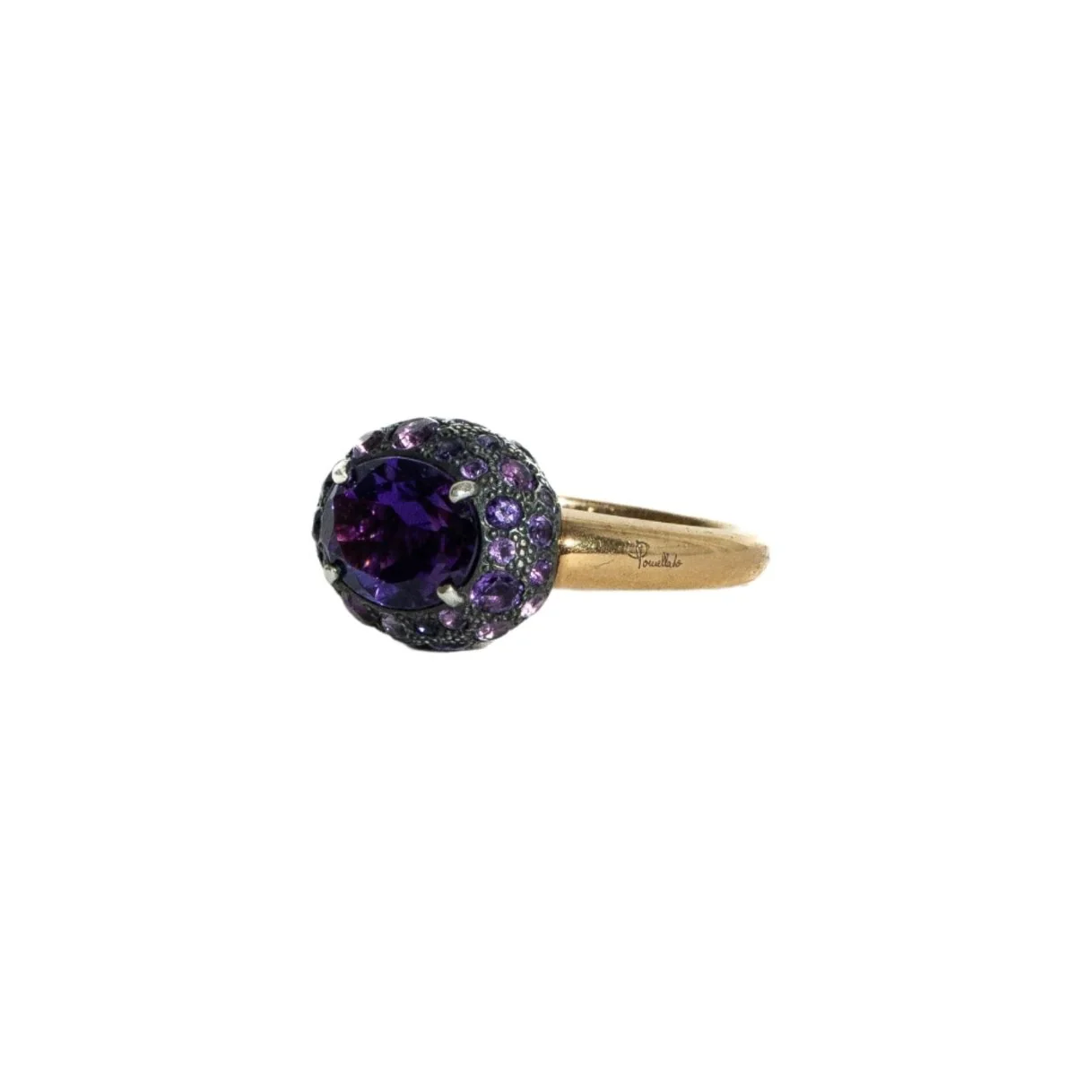 Bague POMELLATO "Tabou" en or jaune, argent et améthystes - Image 6