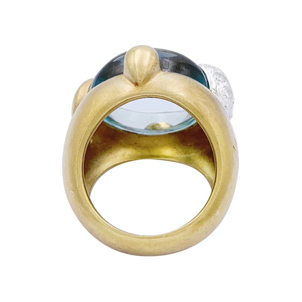 Bague Pomellato, "Griffe", or jaune, diamants, aigue-marine - Image 4