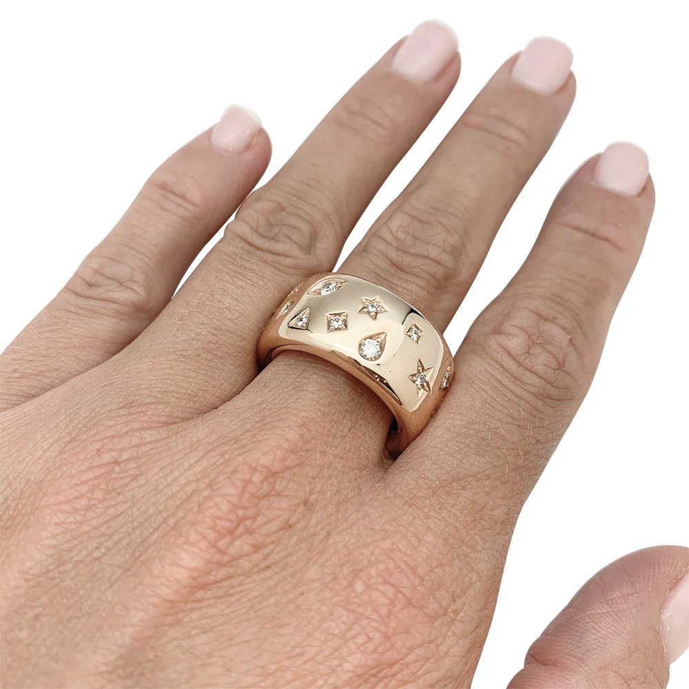 Bague Pomellato, "Iconica", or rose, diamants - Image 3