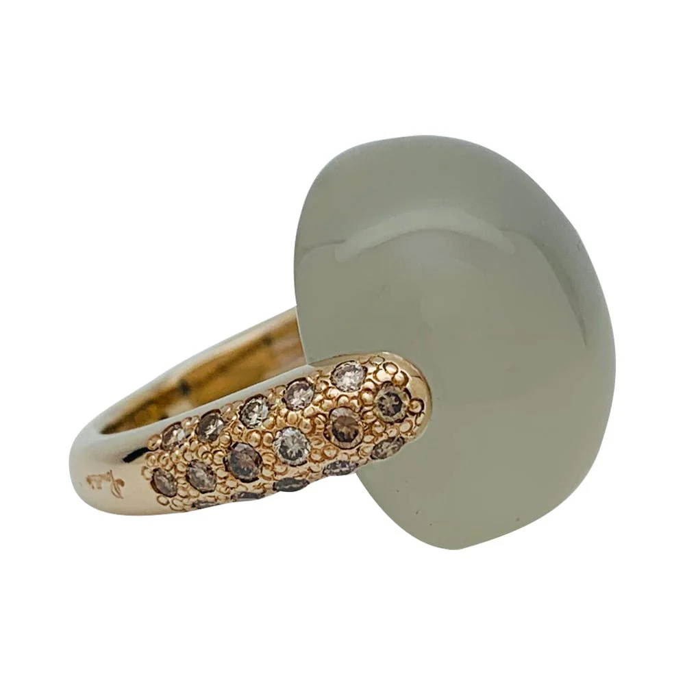 Bague Pomellato, "Luna", or naturel, diamants et pierre de lune - Image 3