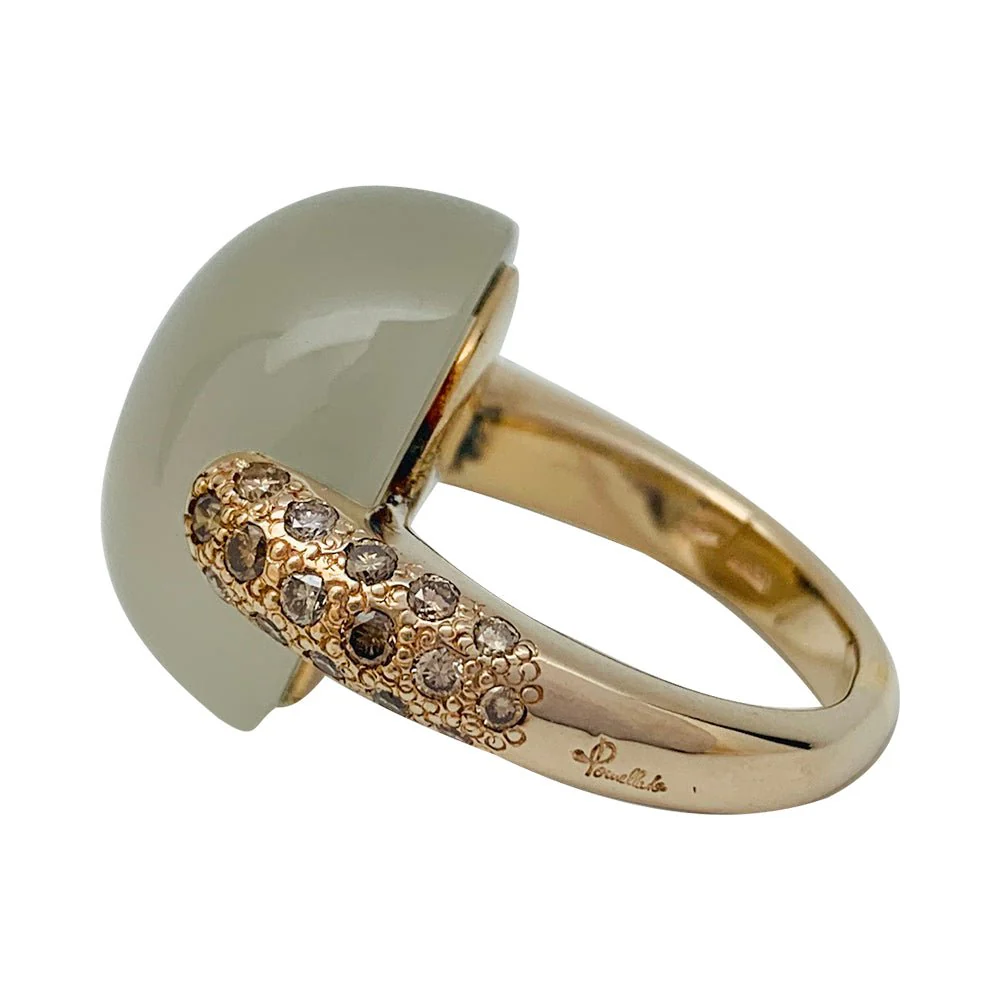 Bague Pomellato, "Luna", or naturel, diamants et pierre de lune - Image 4