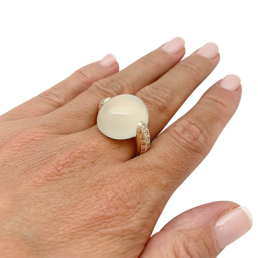 Bague Pomellato, "Luna", or naturel, diamants et pierre de lune - Image 8