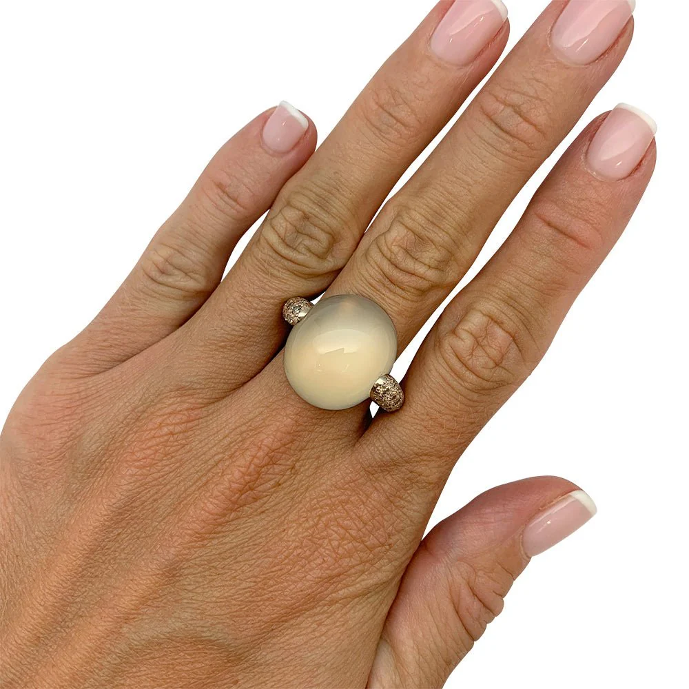 Bague Pomellato, "Luna", or naturel, diamants et pierre de lune - Image 9