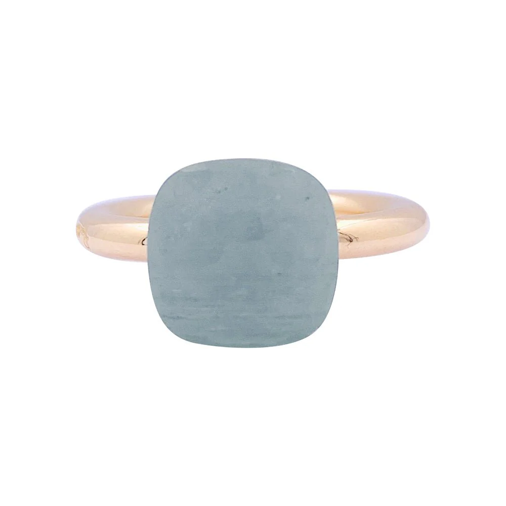 Bague Pomellato,"Nudo Classic", deux ors, aigue-marine laiteuse.