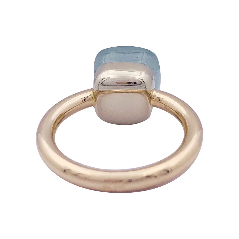 Bague Pomellato,"Nudo Classic", deux ors, aigue-marine laiteuse. - Image 4