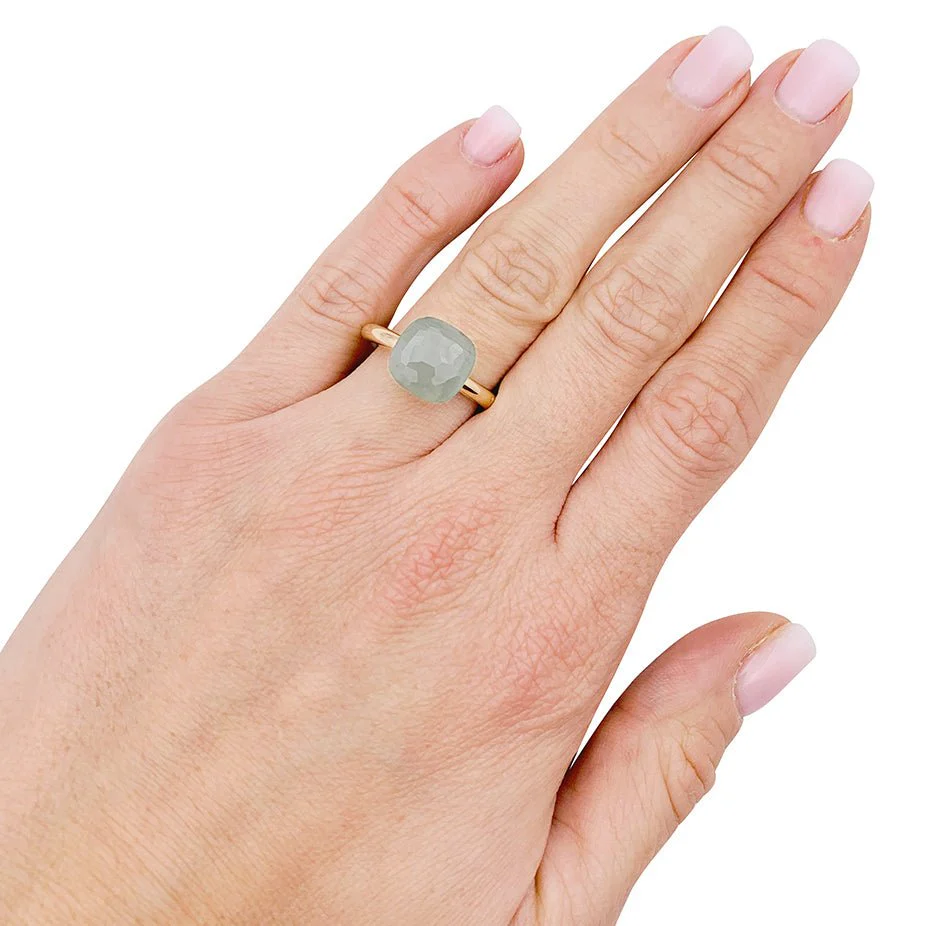 Bague Pomellato,"Nudo Classic", deux ors, aigue-marine laiteuse. - Image 6