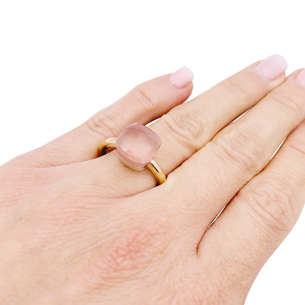 Bague Pomellato,"Nudo Classic", deux ors et quartz rose. - Image 5