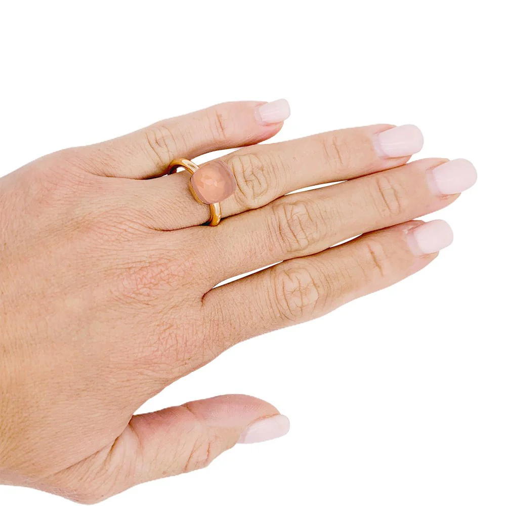 Bague Pomellato,"Nudo Classic", deux ors et quartz rose. - Image 6