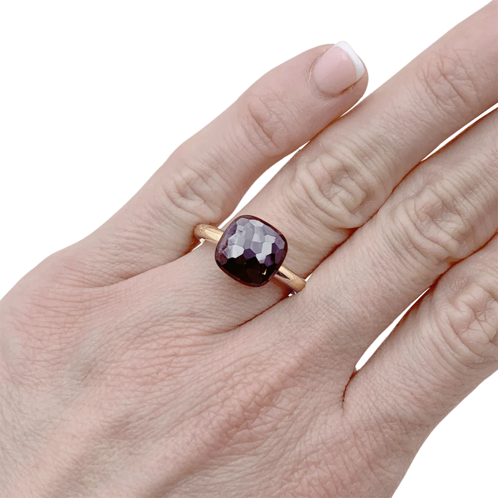 Bague Cocktail POMELLATO "Nudo Classic" en or blanc, or rose et grenat - Image 2