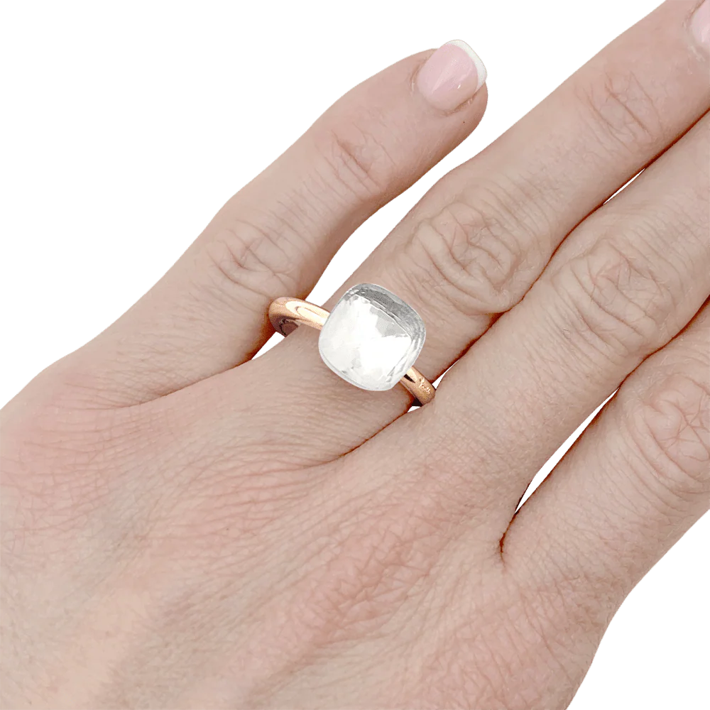 Bague Cocktail POMELLATO "Nudo Classic" en or blanc, or rose et topaze - Image 2