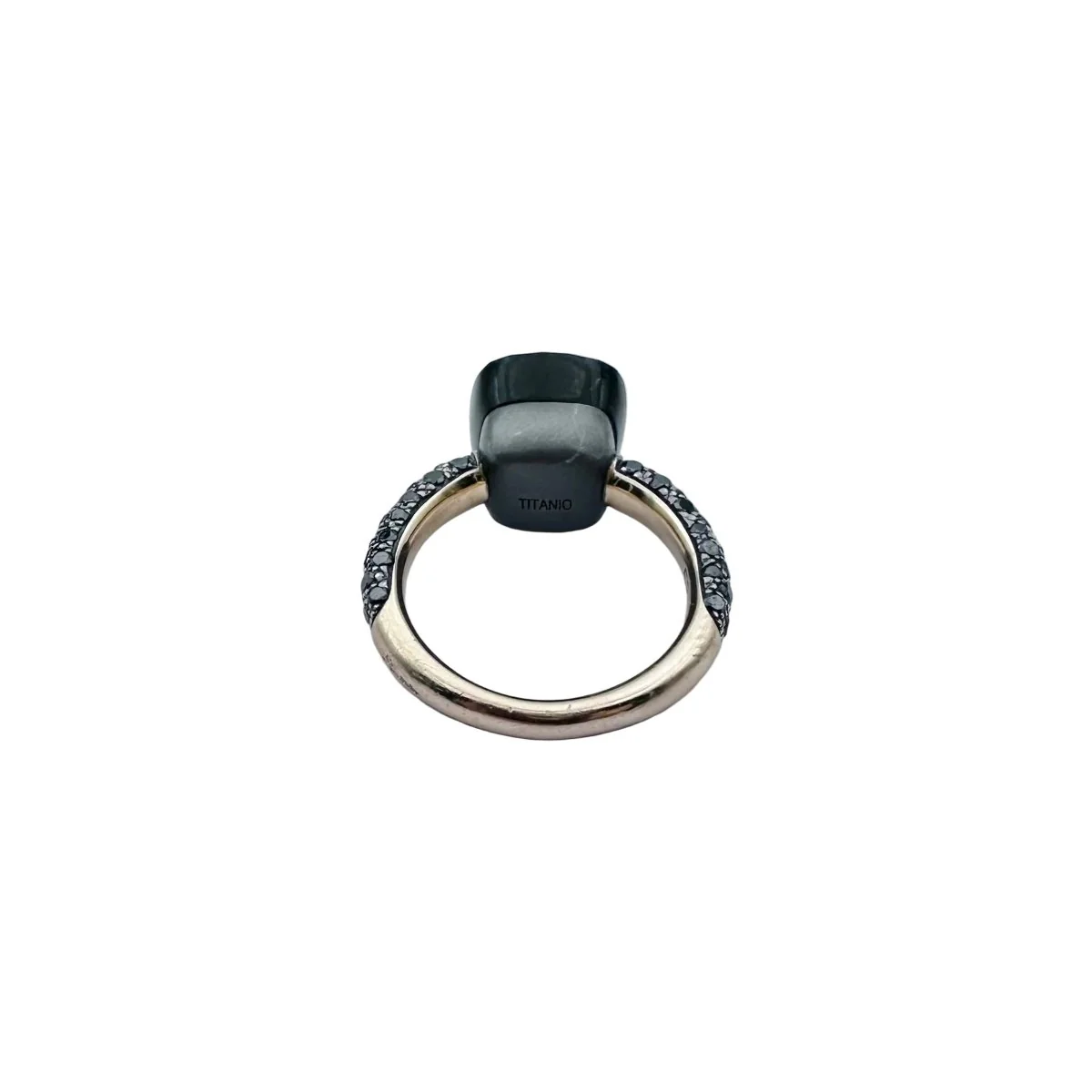 Bague POMELLATO "Nudo" en or rose, titane, obsidienne et diamants noirs - Image 4
