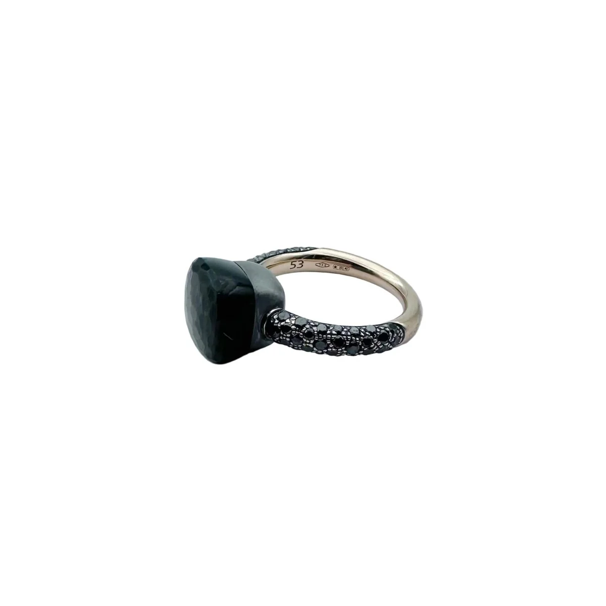 Bague POMELLATO "Nudo" en or rose, titane, obsidienne et diamants noirs - Image 5
