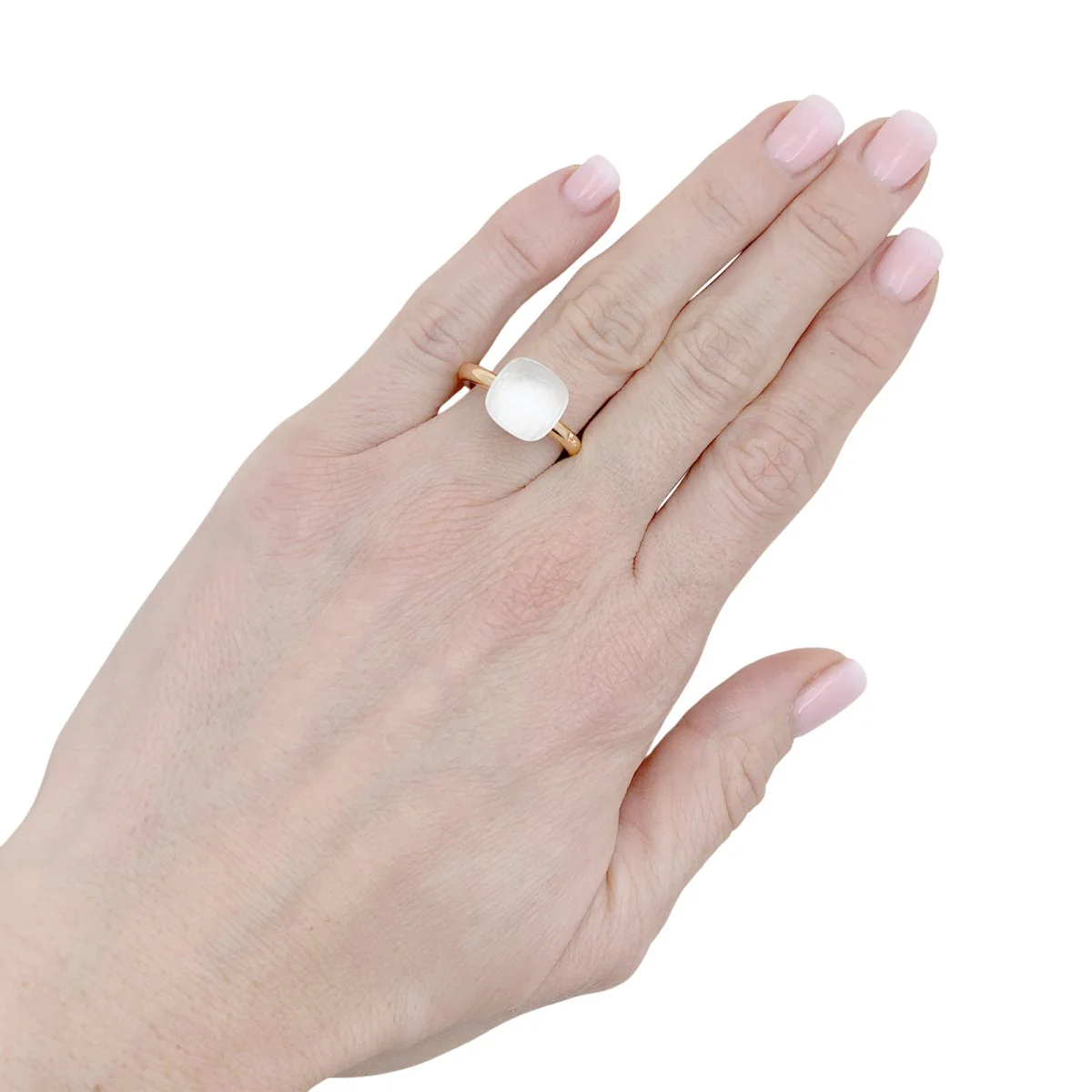 Bague POMELLATO, "Nudo Gelé", en or rose et blanc, topaze et nacre blanche - Image 2