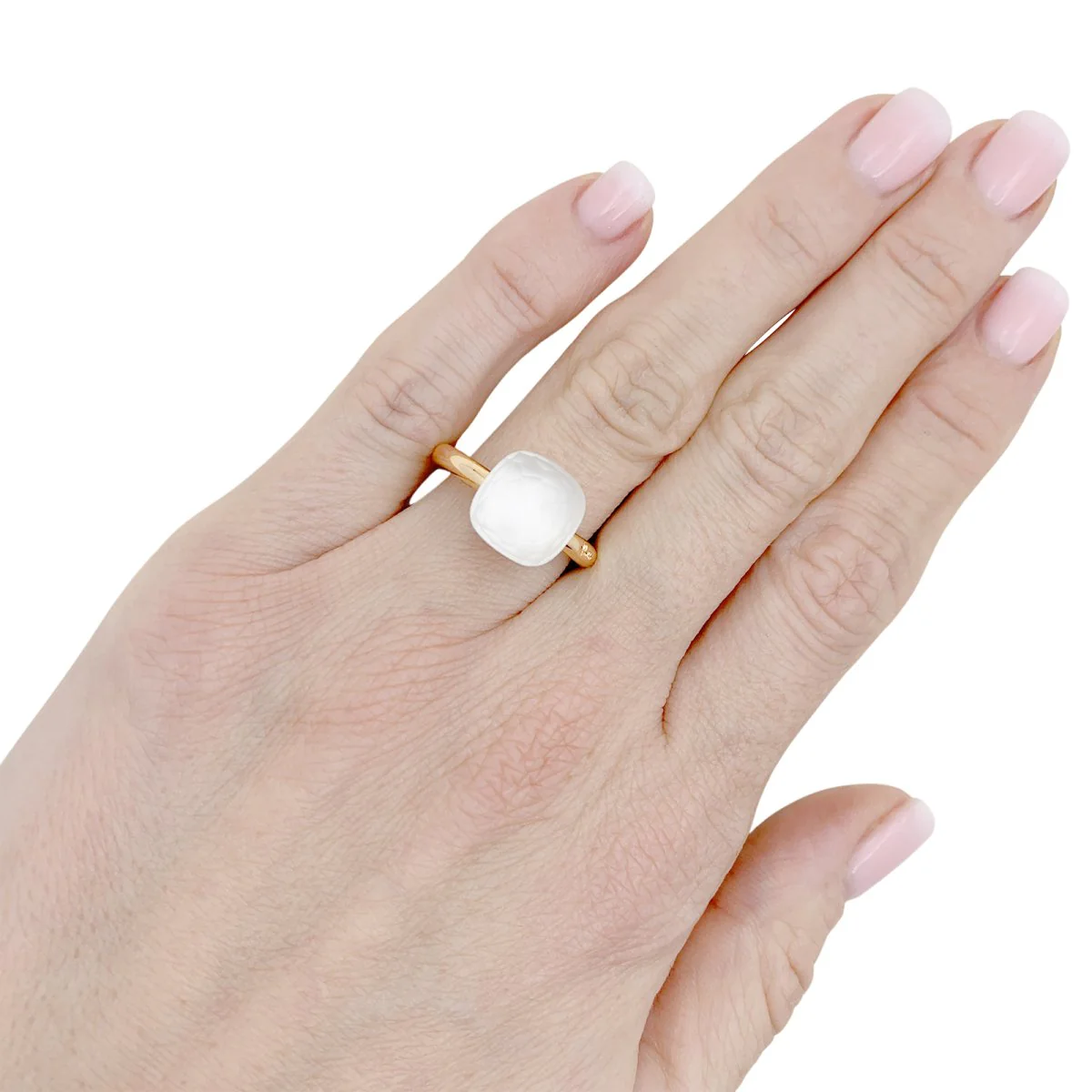 Bague POMELLATO, "Nudo Gelé", en or rose et blanc, topaze et nacre blanche - Image 6