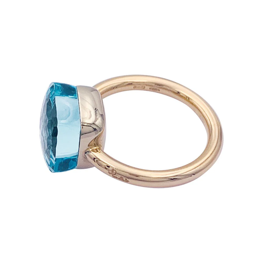 Bague Pomellato, "Nudo Maxi", deux ors et topaze bleue. - Image 3
