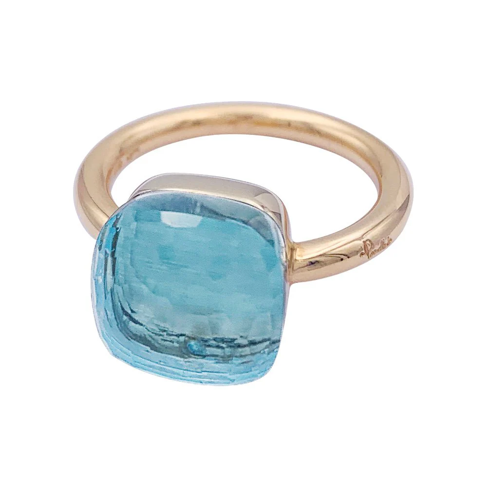 Bague Pomellato, "Nudo Maxi", deux ors et topaze bleue. - Image 4