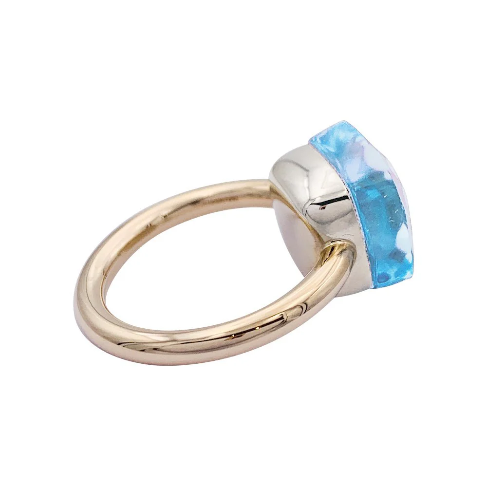 Bague Pomellato, "Nudo Maxi", deux ors et topaze bleue. - Image 3