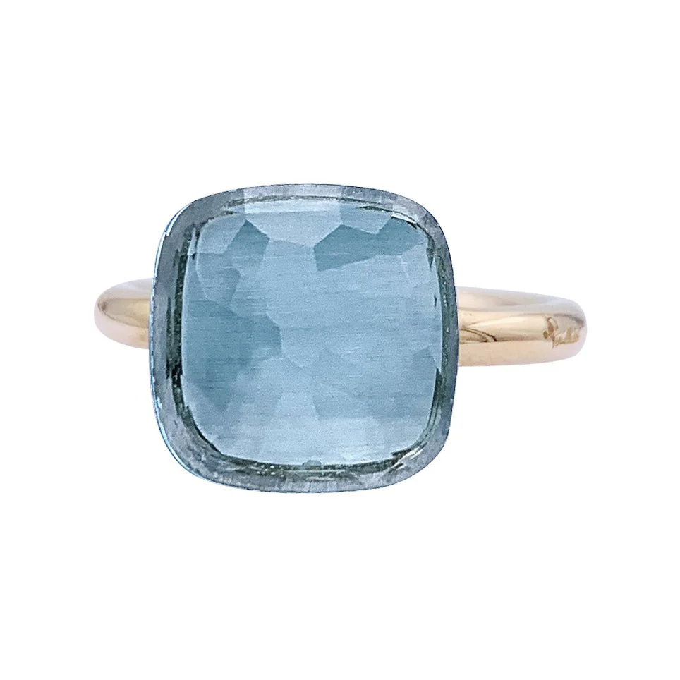 Bague Pomellato, "Nudo Maxi", deux ors et topaze bleue. - Image 4